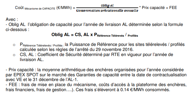 Exemple de formule de calcul du coût de capacité Exemple de formule de calcul du coût de capacité